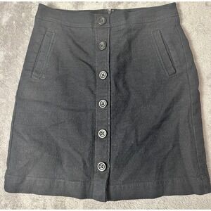 Ann Taylor‎ Black Button Front A-Line Skirt Women's Career Casual Mini Skirt 8